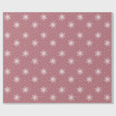 Witte Sneeuwvlokken Polka Stippen Roze Kerstmis Cadeaupapier (Vlak)