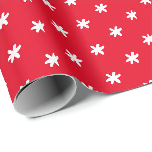 Witte sneeuwvlokken - Rode achtergrond - Cadeau Cadeaupapier