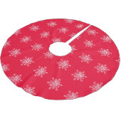 Witte Sneeuwvlokken Rode achtergrond Custom Tree R Kerstboom Rok (Gekanteld)