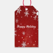 Witte sneeuwvlokken rode achtergrond Gift Labels Cadeaulabel (Voorkant)