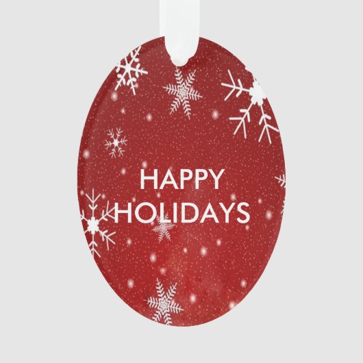 Witte sneeuwvlokken Rode ovale vorm Acrylhoudend O Ornament (voorkant)