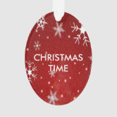Witte sneeuwvlokken Rode ovale vorm Acrylhoudend O Ornament (achterkant)