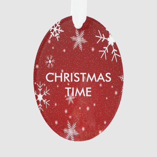 Witte sneeuwvlokken Rode ovale vorm Acrylhoudend O Ornament (achterkant)