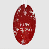 Witte sneeuwvlokken Rode ovale vorm Acrylhoudend O Ornament (voorkant)