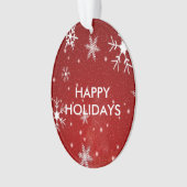 Witte sneeuwvlokken Rode ovale vorm Acrylhoudend O Ornament (voorkant)