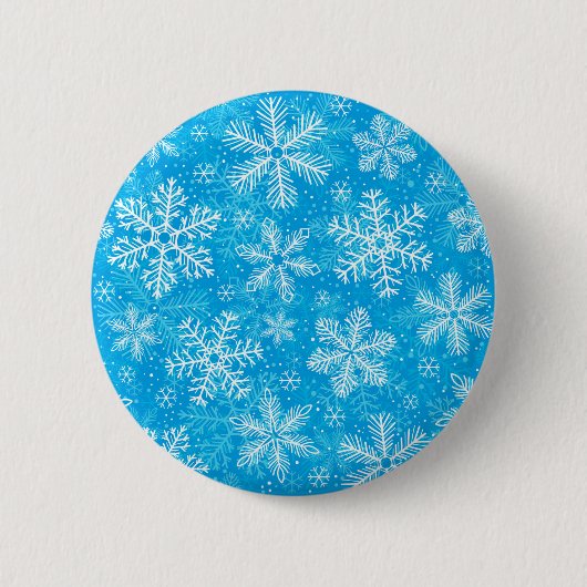 Witte sneeuwvlokken ronde button 5,7 cm (Voorkant)