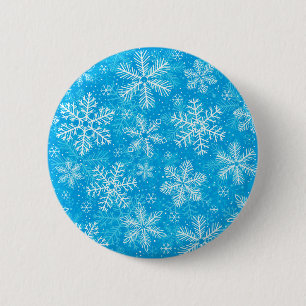 Witte sneeuwvlokken ronde button 5,7 cm