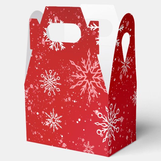 Witte sneeuwvlokken rood bedankdoosjes (Geopend)