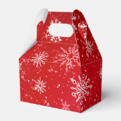 Witte sneeuwvlokken rood bedankdoosjes (Voorkant Zijde)