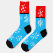 Witte Sneeuwvlokken Rood Blauw Winter Sokken (Links)