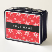 Witte sneeuwvlokken, rood, Jouw naam, personaliser (Achterkant)