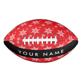 Witte sneeuwvlokken, rood, Jouw naam, personaliser American Football