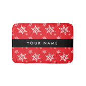 Witte sneeuwvlokken, rood, Jouw naam, personaliser Badmat (Voorkant)