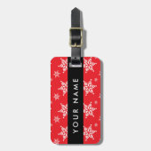 Witte sneeuwvlokken, rood, Jouw naam, personaliser Bagagelabel (Voorkant verticaal)