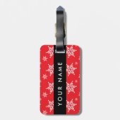 Witte sneeuwvlokken, rood, Jouw naam, personaliser Bagagelabel (Achterkant verticaal)