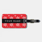Witte sneeuwvlokken, rood, Jouw naam, personaliser Bagagelabel (Achterkant horizontaal)