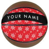 Witte sneeuwvlokken, rood, Jouw naam, personaliser Basketbal (Voorkant)