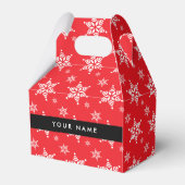 Witte sneeuwvlokken, rood, Jouw naam, personaliser Bedankdoosjes (Voorkant Zijde)