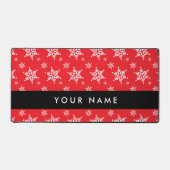 Witte sneeuwvlokken, rood, Jouw naam, personaliser Bureaumat (Voorkant)