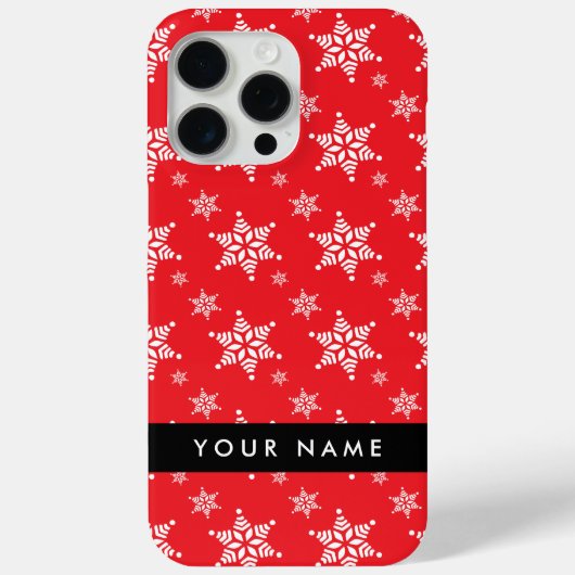 Witte sneeuwvlokken, rood, Jouw naam, personaliser Case-Mate iPhone Case (Achterkant)