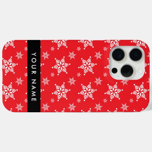 Witte sneeuwvlokken, rood, Jouw naam, personaliser Case-Mate iPhone Case (Achterkant (horizontaal))