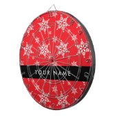 Witte sneeuwvlokken, rood, Jouw naam, personaliser Dartbord (Voorkant Rechts)