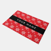 Witte sneeuwvlokken, rood, Jouw naam, personaliser Deurmat (Schuin)