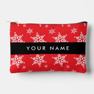 Witte sneeuwvlokken, rood, Jouw naam, personaliser Etui