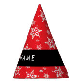 Witte sneeuwvlokken, rood, Jouw naam, personaliser Feesthoedjes (Rechts)
