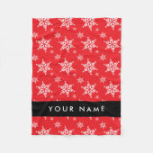 Witte sneeuwvlokken, rood, Jouw naam, personaliser Fleece Deken (Voorkant)