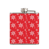 Witte sneeuwvlokken, rood, Jouw naam, personaliser Heupfles (Achterkant)