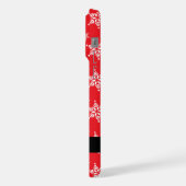 Witte sneeuwvlokken, rood, Jouw naam, personaliser iPhone Hoesje (Linkerkant)