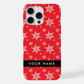 Witte sneeuwvlokken, rood, Jouw naam, personaliser iPhone Hoesje (Achterkant)