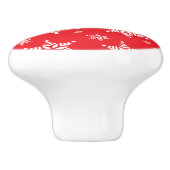 Witte sneeuwvlokken, rood, Jouw naam, personaliser Keramische Knop (Zijkant)