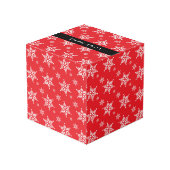 Witte sneeuwvlokken, rood, Jouw naam, personaliser Kubus (Achter hoekig)
