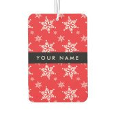 Witte sneeuwvlokken, rood, Jouw naam, personaliser Luchtverfrisser (Achterkant)