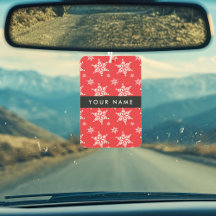 Witte sneeuwvlokken, rood, Jouw naam, personaliser