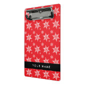 Witte sneeuwvlokken, rood, Jouw naam, personaliser Mini Klembord (Angled2)