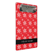 Witte sneeuwvlokken, rood, Jouw naam, personaliser Mini Klembord (Schuin)