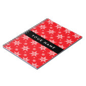 Witte sneeuwvlokken, rood, Jouw naam, personaliser Notitieboek (Linkerzijde)