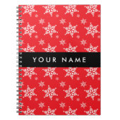Witte sneeuwvlokken, rood, Jouw naam, personaliser Notitieboek (Voorkant)