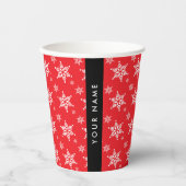Witte sneeuwvlokken, rood, Jouw naam, personaliser Papieren Bekers (Voorkant)
