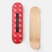 Witte sneeuwvlokken, rood, Jouw naam, personaliser Persoonlijk Skateboard (Voorkant)