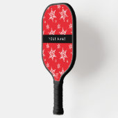 Witte sneeuwvlokken, rood, Jouw naam, personaliser Pickleball Paddle (Links)