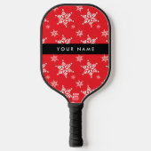 Witte sneeuwvlokken, rood, Jouw naam, personaliser Pickleball Paddle (Voorkant)