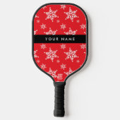 Witte sneeuwvlokken, rood, Jouw naam, personaliser Pickleball Paddle (Achterkant)