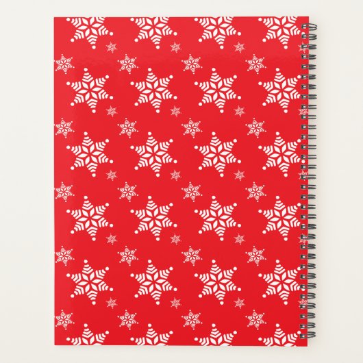 Witte sneeuwvlokken, rood, Jouw naam, personaliser Planner (Achterkant)