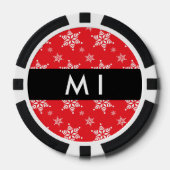 Witte sneeuwvlokken, rood, Jouw naam, personaliser Poker Chips (Voorkant)