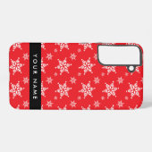 Witte sneeuwvlokken, rood, Jouw naam, personaliser Samsung Galaxy Hoesje (Achterkant horizontaal)