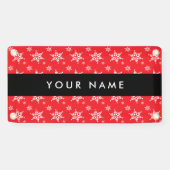 Witte sneeuwvlokken, rood, Jouw naam, personaliser Spandoek (Horizontaal)